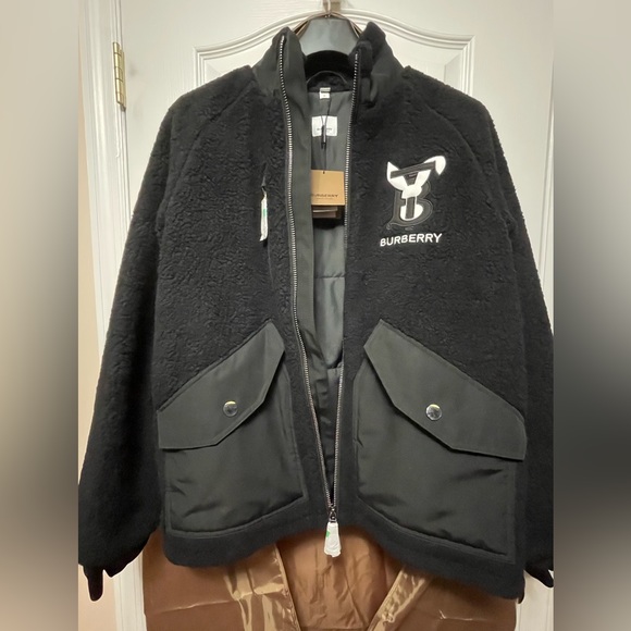 BURBERRY Rabbit Appliqué Fleece Funnel Neck Bomber Jacket - Brand New With Tags - Picture 1 of 11